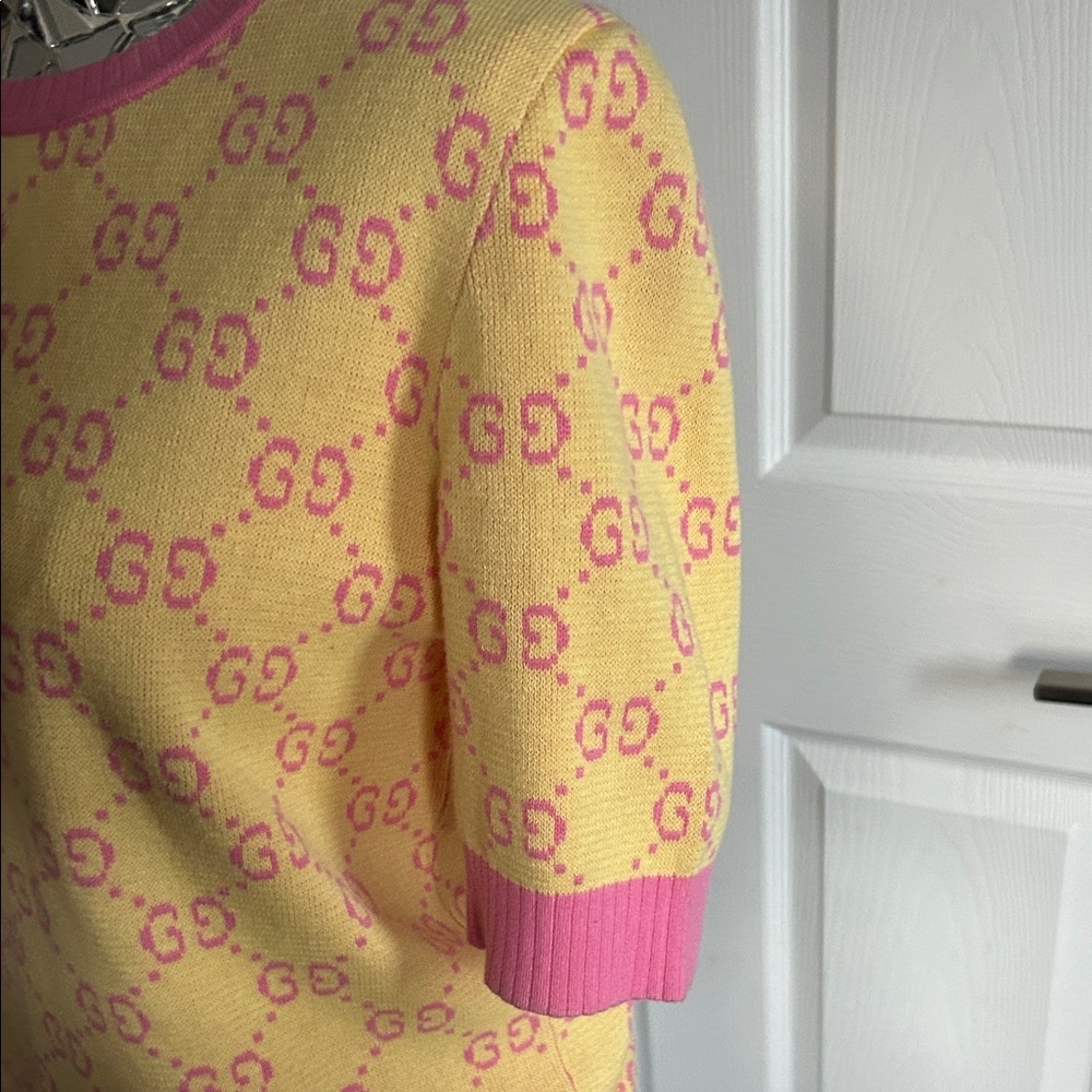 Gucci Women's Short Sleeve Sweater in Yellow and Pink L - Picture 6 of 13